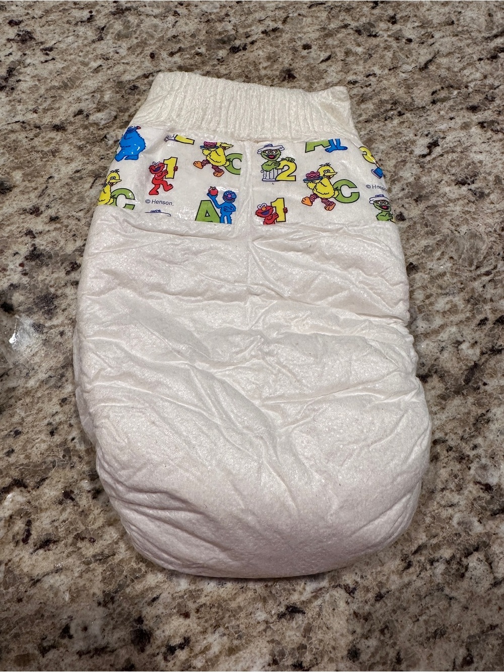 Kids Disposable 1990s Diaper with Colorful Character Print - White